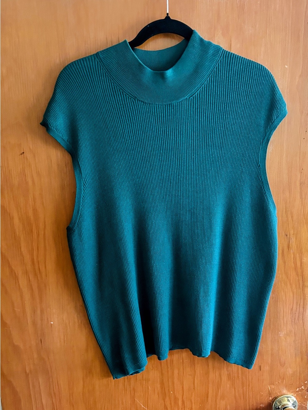 Coldwater Creek Teal Ribbed Sleeveless Turtleneck Sweater